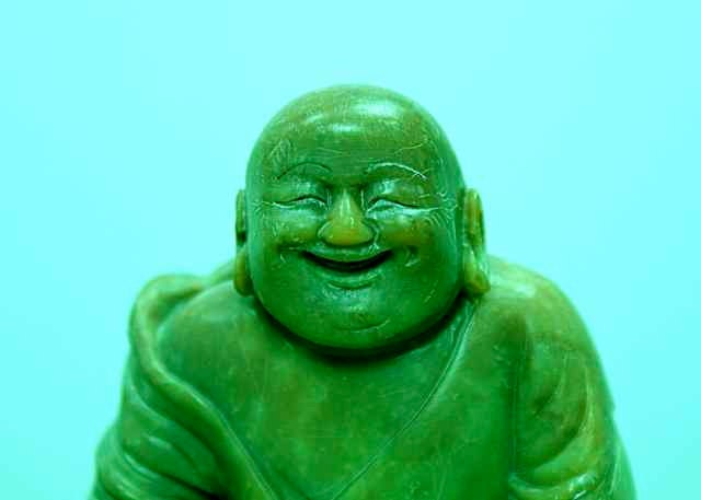Green Buddha Photo Smiling Happy Laughing Jolly Jovial Jade Turquoise Aqua Cyan Pop Art Photography 5" x 7" Photo Print