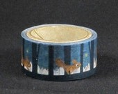 Asamidori Die Cut Japanese Washi Masking Tape /Chipmunk & Night Forrest for scrapbooking, packaging, invitation, card, tag making