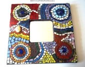 Mosaic Frame: Wall Art, Stained Glass, Frame with Mirror, Red, Blue, Yellow, Green