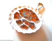 Recycled Glass Bottle Cap Pendant or Key Chain: Orange, Blue