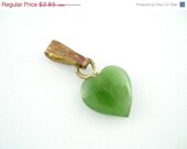 On Sale 25% Off Tiny Green Stone Heart Charm - Heart Shaped Polished Gemstone RR76