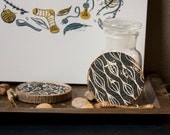 Seed Pod - hand printed salvaged wood ornament
