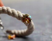 Sailor Rope Nautical Bracelet Natural Amber Teal Turquoise Linen White Honey Earthy Gray Summer Fashion Jewelry Fiber