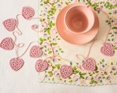 Crochet Wedding Garland - Pastel Bridal Decor - Pink Hearts