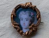 Antique Gold Plated Ornate Heart Shaped Brooch from France 1800's
