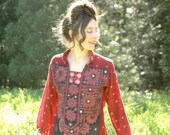 R E S E R V E D...... do not buy.......Lushly Embroidered Indian Tunic Dress.... Mirrors And Pompoms Oh My.... MAGIC Carpet RIDE (s/m)