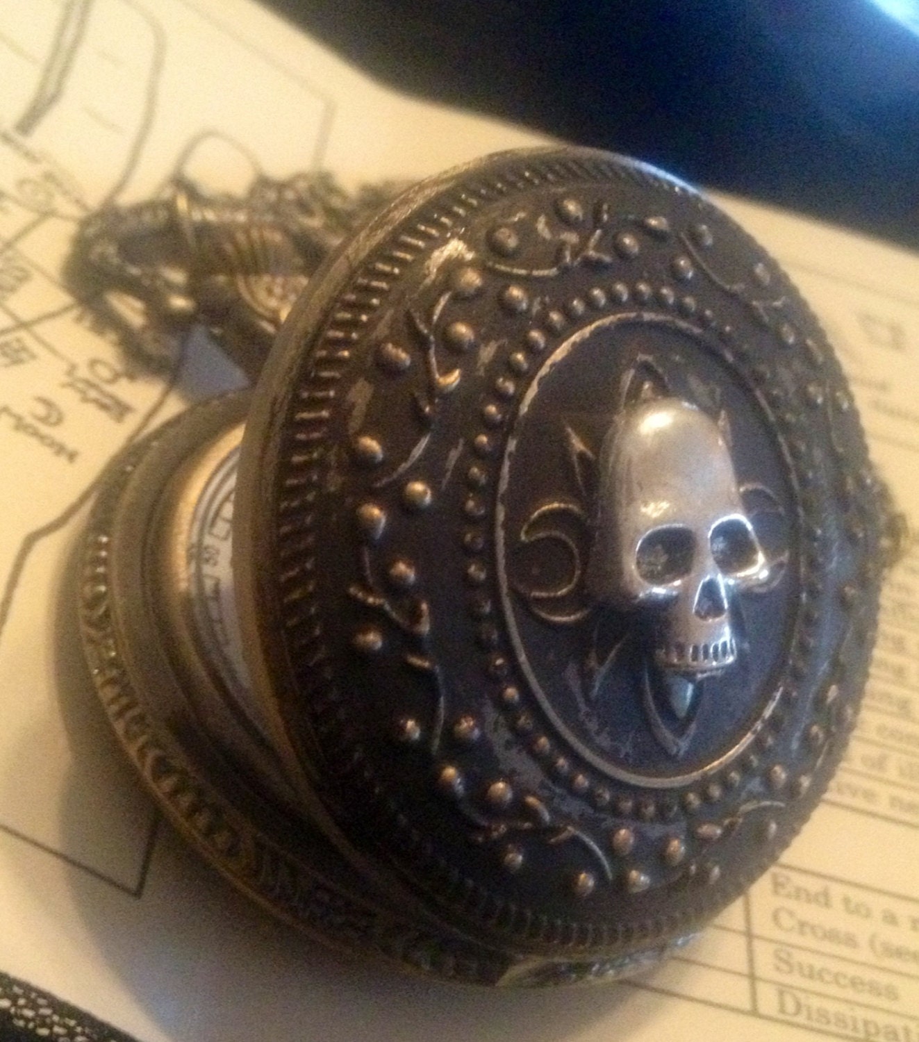 Antique style Gothic distressed Pocket-watch Necklace