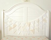 White Country Wedding Fabric Bunting, Garland, Banner, Pennant Decoration 9 Feet