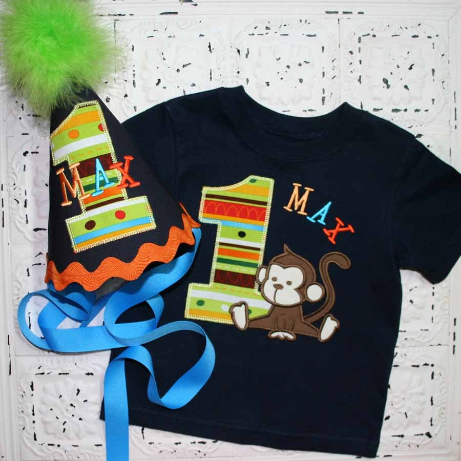 M2M Little Monkey Birthday shirt and HAT - ALL Birthday Numbers are Available