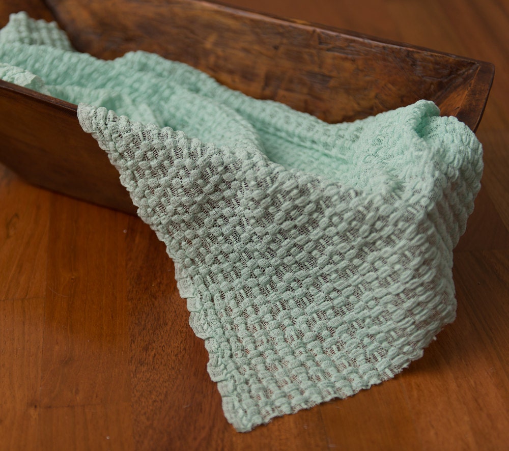 newborn wrap MINT pucker stretch lace fabric baby photo prop READY to SHIP
