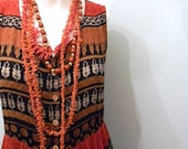 vintage.  Tribal Rayon Tank Dress // Maxi Dress // S M