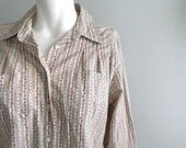 Memorial Day Weekend SALE vintage. LL Bean Classic Striped Green Cotton Shirt  /  Small Medium
