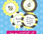 DIY Party Decorations Pretty Bumblebee Birthday Printable Digital Party Circles / CUPCAKE toppers - 8 Designs from DOODLELULU by 2 june bugs Il_170x135