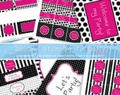 DIY Party Decorations Patterned Black White Hot Pink Birthday Printable COLLECTION from DoodleLulu by 2 june bugs Il_170x135