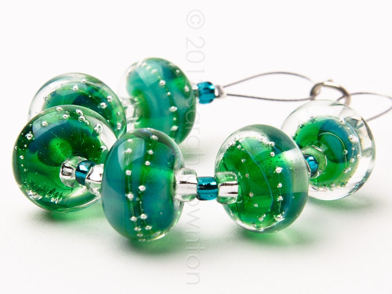 Kefalonia Sparkle 6 - Handmade Lampwork Glass Beads by Sarah Downton