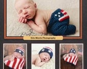 American Flag Set Hat and pants,,,Crochet Baby Newborn Photography Prop