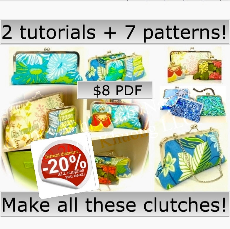 Clutch Tutorials PDF - NOW with 7 patterns - 10 inch, 8 inch, 6 inch, 4.5 inch, 3 inch