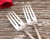 My One My Only Fork Set Valentines Day Hand Stamped Silverware, Wedding Forks for the Mr. and Mrs.