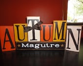 Autumn Family Friends, BIG Block Set, Hand Painted Wood, Fall, Autumn,  Home Decor,  Halloween,  Housewares, Thanksgiving,Sign