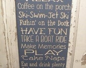 Custom Engraved Primitive Rustic Cabin or Lake  Rules Sign Typography subway sign