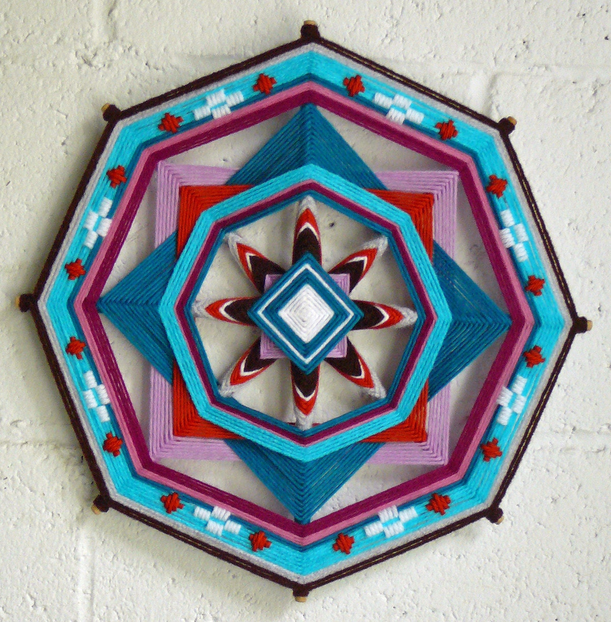 Evening Star, a 12 inch, 8-sided Ojo de Dios mandala