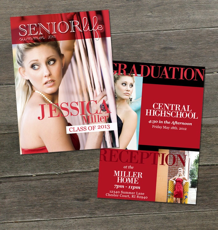 Senior Magazine - 5x7 Senior Announcement Card Template