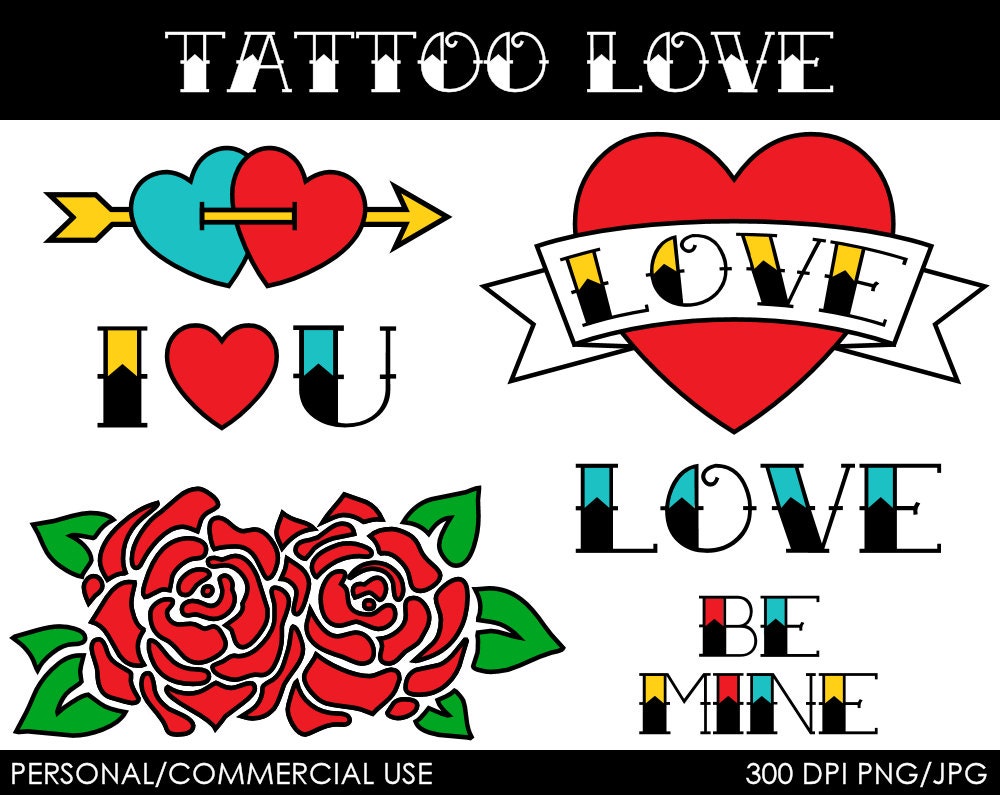 Tattoo Love Clipart - Digital Clip Art Graphics for Personal or Commercial Use Il_170x135