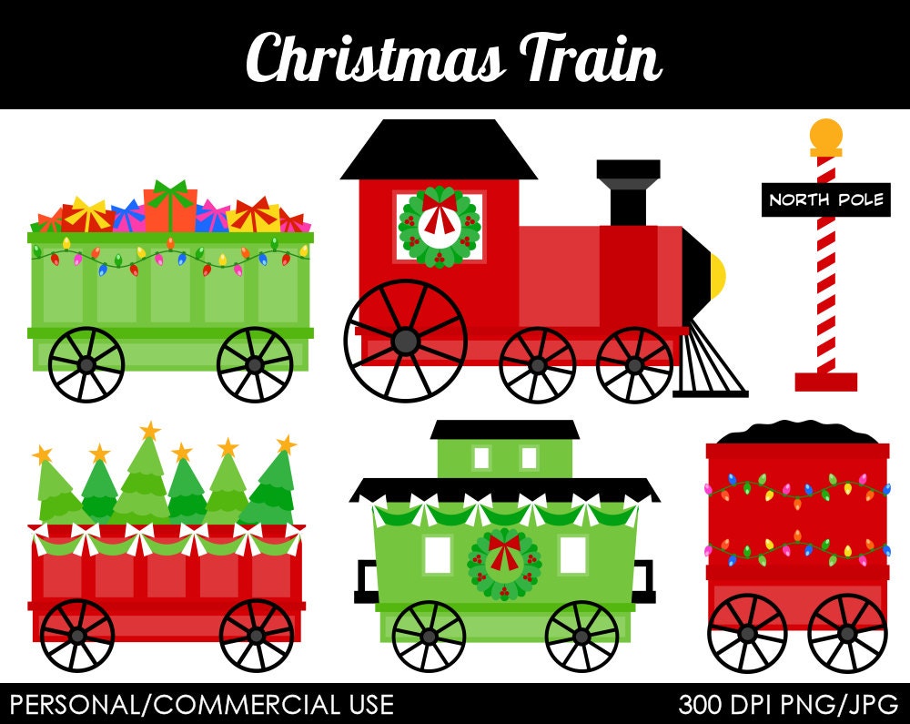 Christmas Train Clipart - Digital Clip Art Graphics for Personal or Commercial Use Il_170x135