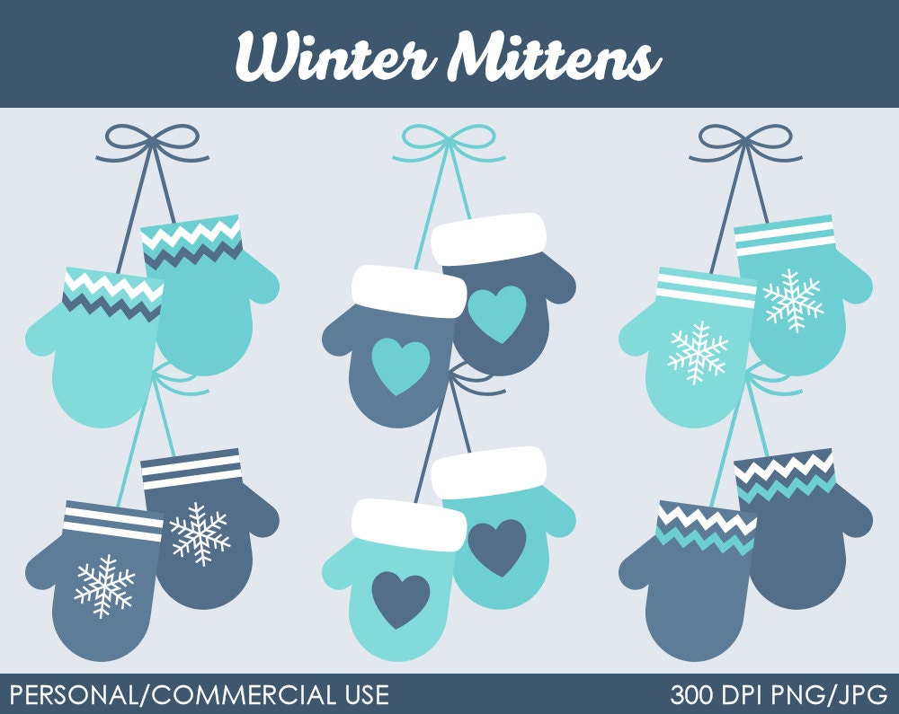 Winter Mittens Clipart - Digital Clip Art Graphics for Personal or Commercial Use