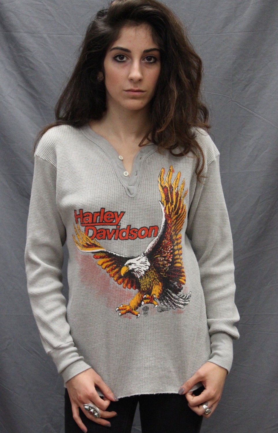 vintage HARLEY DAVIDSON soft thin thermal T SHIRT small