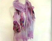 Large Cotton Scarf. Ladies Fashion Wrap. Pink Lavender