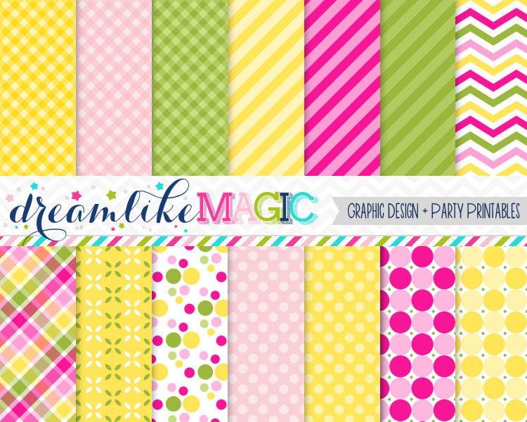 Sweet Lemonade Stand- Digital Paper Pack for Personal or Commercial Use Il_170x135