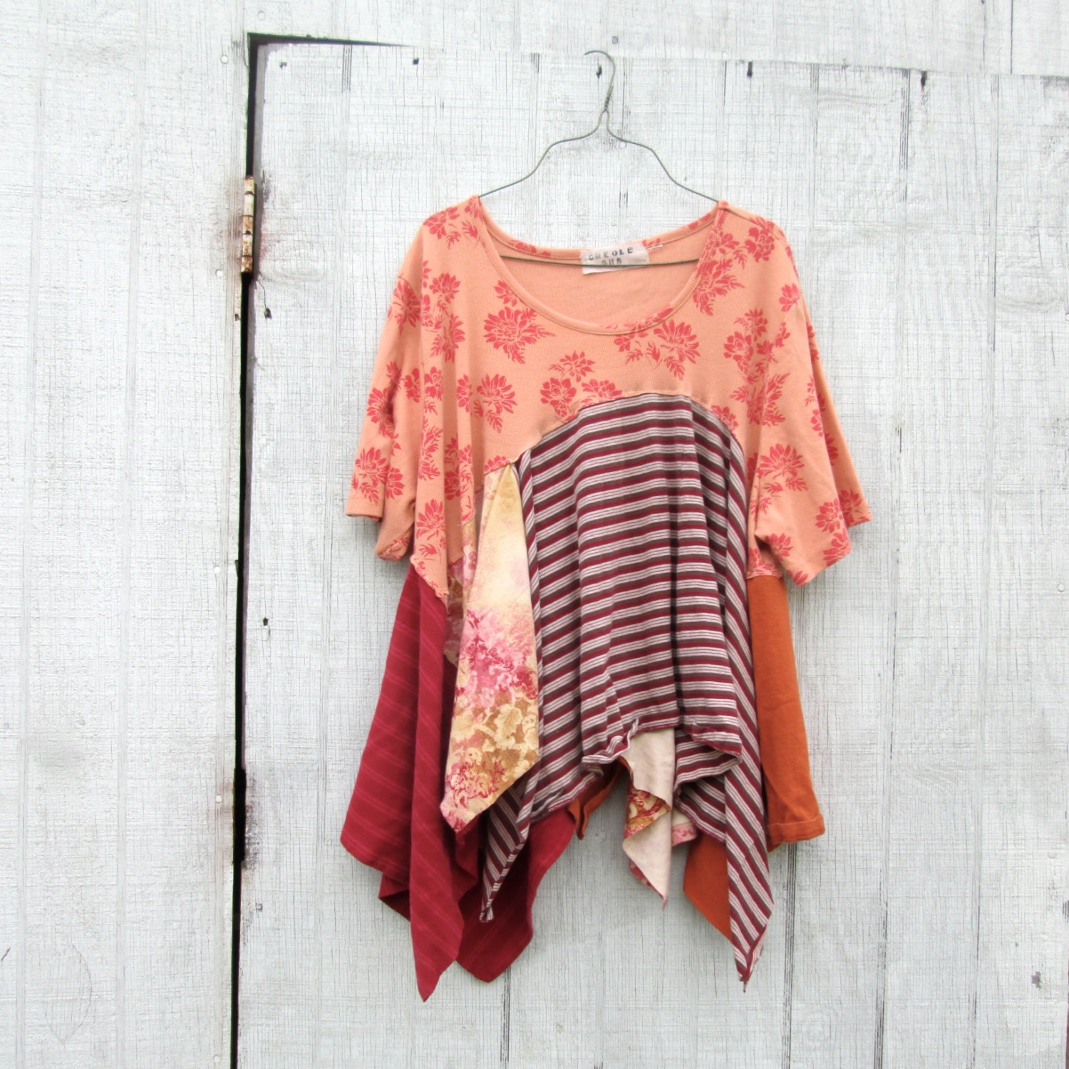 medium - plus  - Upcycled clothing / Patchwork Dress / Funky Tunic Tshirt Dress / Eco Dress / Artsy Dress by CreoleSha