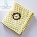 Minky Baby Blanket Lion Applique 30 x 28 Yellow & Chocolate Brown