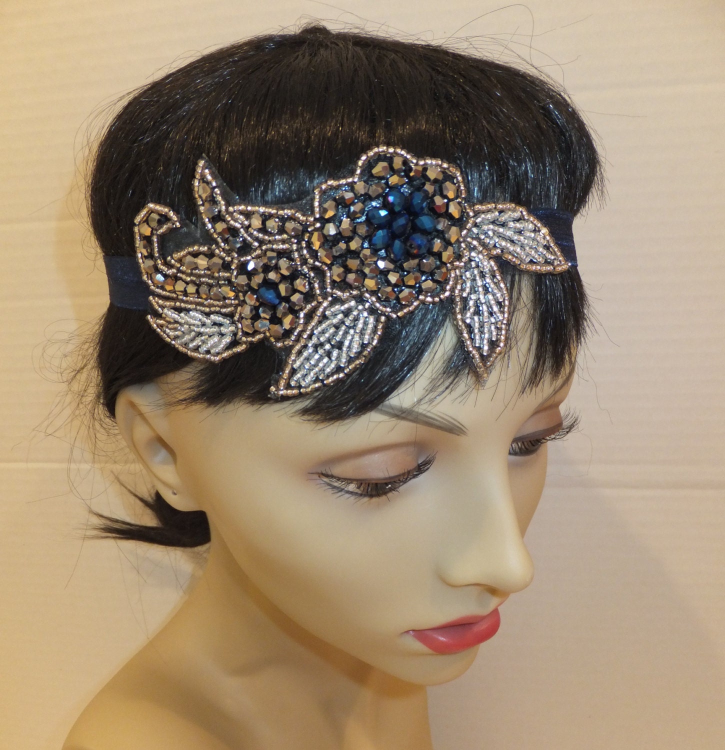 Flapper Style Headband, 20's Headpiece, Great Gatsby Headband, Flower Headband