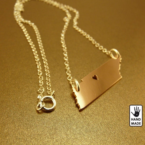 Tennessee , copper pendant, sterling silver chain