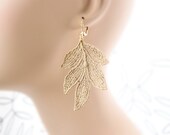 Gold Lace Earrings - Dahlia - Gold Leaves Bridal Jewelry - Lace Bridesmaid Earrings LAST PAIR