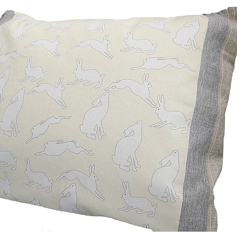 Pillow Cushion Hare Cream Grey Cotton