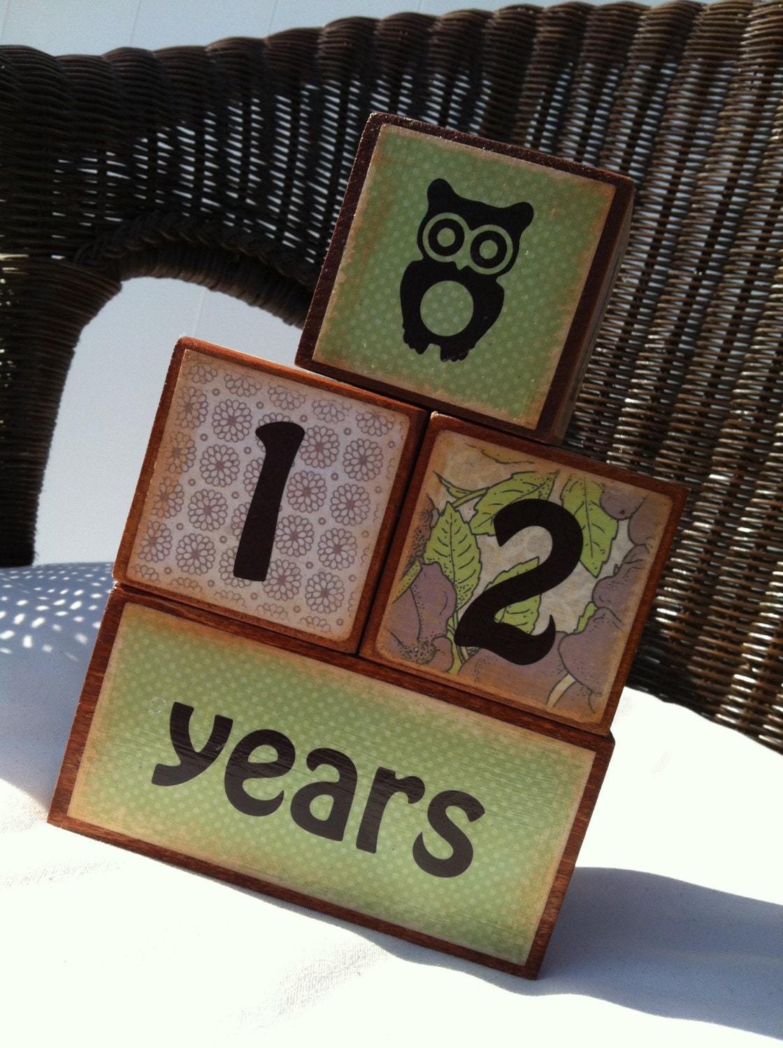 Ready to Ship Wooden Baby Blocks Age Blocks for Photos 