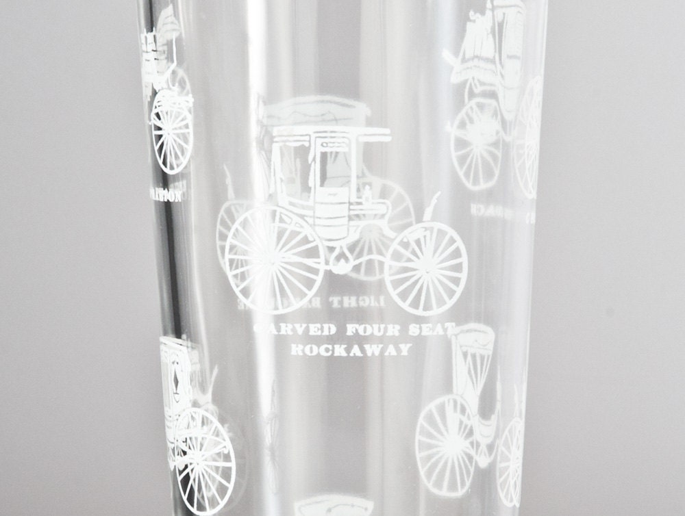 1960's Drinking Glass Set Vintage Automobile 16 Oz Set of Six Antique Cars