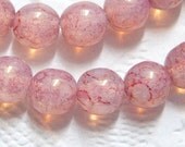 Czech 6mm pink opal rose round druk beads with pink picasso finish  lot of (30) - CB80