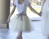 Girls plain pink or white lined leotard to match all our tutus. No blossoms.