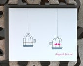 Wedding Thank You Cards / Wedding Thank You Sets - Set of 50 - Love Birds - Let's Stay Together