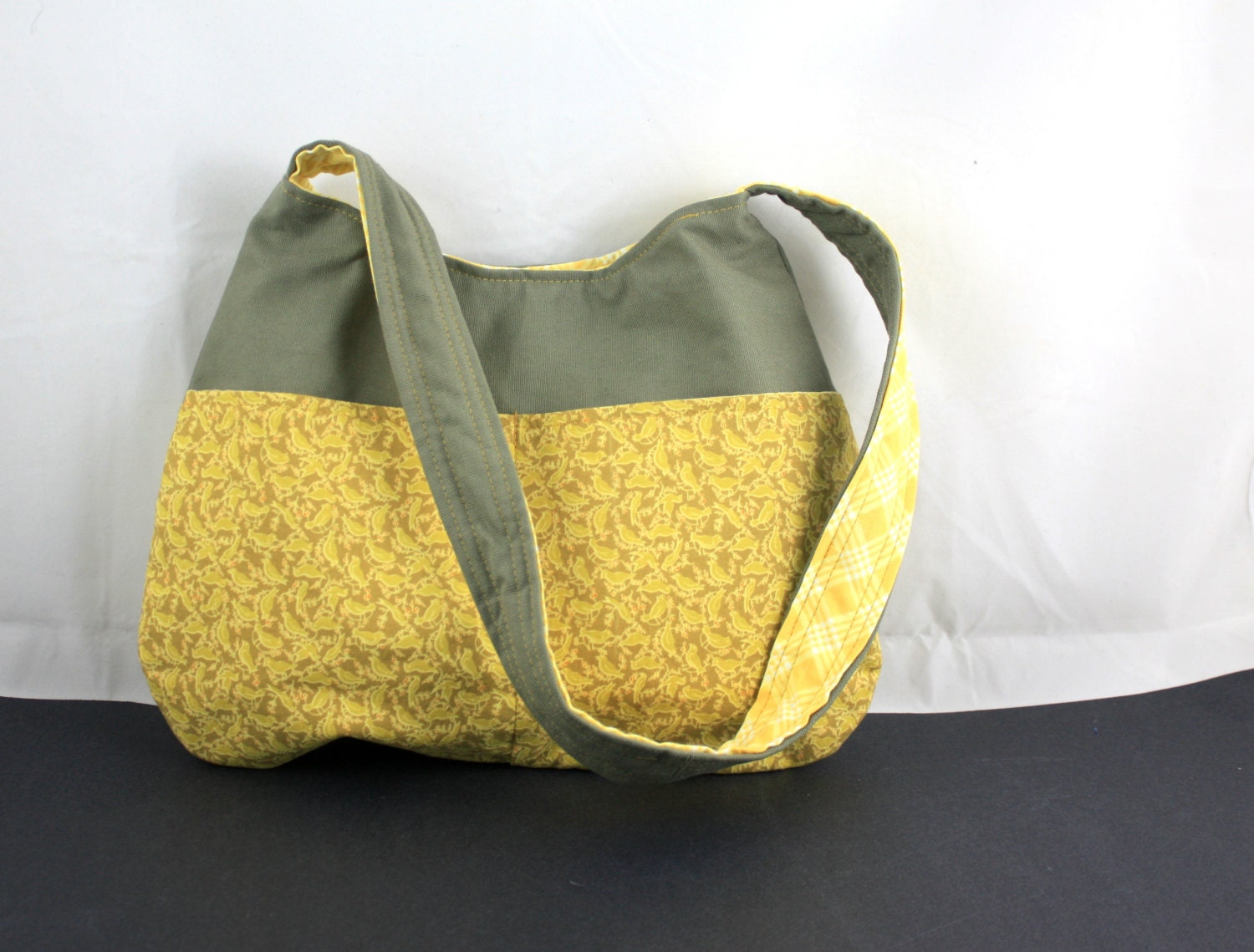 The Millie Bag by Nstarstudio - Womens Shoulder Bag, Medium Handbag - Yellow and Green Fabric Purse