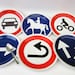 Vintage Dutch ROAD SIGNS PLATES - promotional Mobil - Delft faience - set of 6