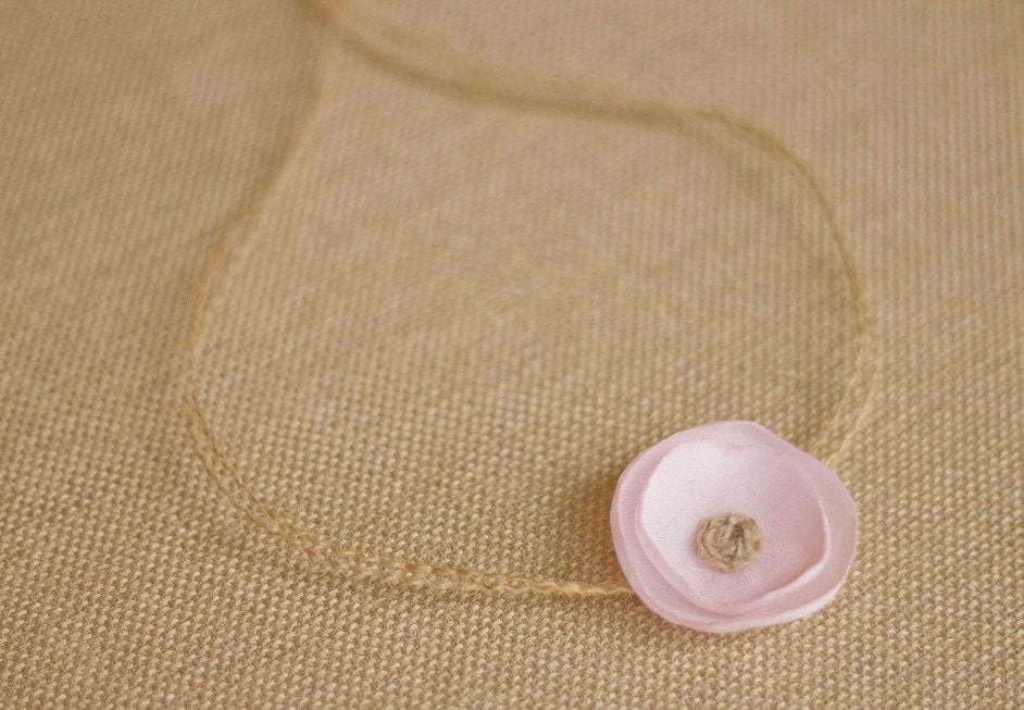 FIONA. Light Pink. Tieback. Organic. Newborn. Photo Prop. Headband. Fabric Flower. Yellow.