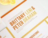 Orange Wedding Invitation, Modern Wedding Invitation, Orange, Red, Brown, Stripes, Ombre - Modern Stack Wedding Invitation - Sample Set