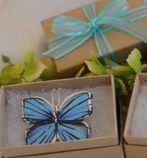 Blue Morpho Butterfly June Necklace Vanessa atalanta