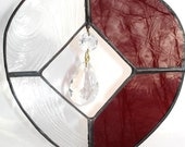 Red heart stained glass suncatcher crystal decorative art home decor love romance gift under 40