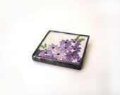 Vintage embroidered jewelry brooch stained glass unique square lapel pin back